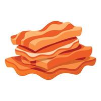 Freshly cooked bacon piled high on a clean white surface. perfect for breakfast or as a prop in your vector