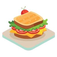 BLT sandwich. bacon lettuce and tomato on whole wheat bread in a white kitchen on the table for lunc vector
