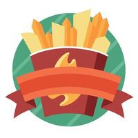 Crispy French fries loaded with bacon cheese sauce and spring onion. Creative Banner. Copyspace imag vector