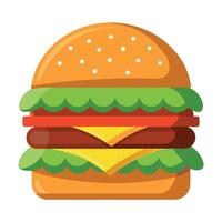 A Cheeseburger with beef. lettuce. tomato. onion and cheese. Cucumber with tradinational background vector
