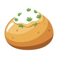 Hot Baked Potato with chives cheese and sour cream. with copy space image. Place for adding text or vector