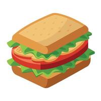 BLT sandwich. isolated on solid white background. di-cut style. realistic photo style. object as mod vector