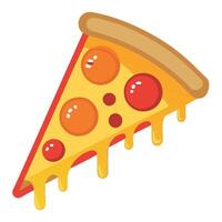 A delicious slice of pizza with pepperoni. cheese. and tomato sauce. Isolated on a white background. vector