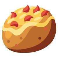 Delicious Loaded Baked Potato with Bacon and Cheese Isolated on Transparent Background vector