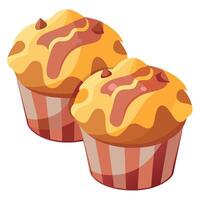A close-up of muffins with bacon and cheese. Perfect for breakfast. brunch. or a snack. vector