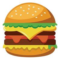 High-definition capture of a gourmet burger. layers visible. melting cheese vector