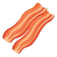 Crisp Raw Pork Bacon Strips Laid Out on Clean White Background for Breakfast vector