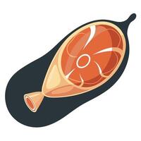 Italian or Spanish cured ham on dark surface Overhead view with empty space vector