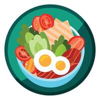 Ingredients for American Cobb Salad Colorful with bacon chicken eggs tomato vector