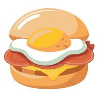 Breakfast sandwich with fried egg. cheese. and bacon on a toasted English muffin vector