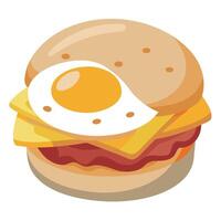 A breakfast sandwich with egg. bacon. and cheese on a toasted English muffin vector