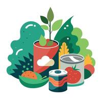 Create a modern twist on traditional culinary dishes using postapocalyptic ingredients vector