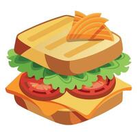 Delicious BLT Sandwich with Crispy Bacon. Lettuce. Tomato. and Chips on the Side vector