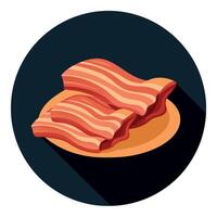 Crispy bacon slices on a wooden surface against a dark background create with ai vector