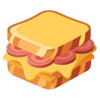 Bacon. cheese and brie sandwich on toasted sourdough bread. Savory and indulgent vector