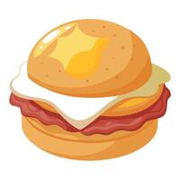 Appetizing bacon egg and cheese biscuit isolated on white background breakfast sandwich vector