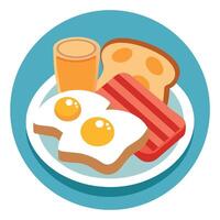 A delicious plate of eggs. bacon. and toast placed on a table. Perfect for showcasing a hearty break vector