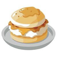 Fluffy Biscuits Drizzled With Creamy Gravy and Topped With Crispy Bacon. a Southern Breakfast Deligh vector