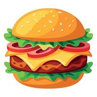 Juicy burger with crispy bacon. fresh lettuce. and cheese on a toasted bun. Perfect for food blogger vector