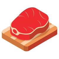 A closeup image showcasing a piece of red meat on a cutting board. ready to be used as an ingredient vector