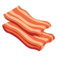A close-up image showcasing multiple crispy bacon strips. stacked aesthetically. The bacon exhibits vector