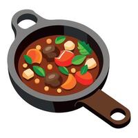 Beef bourguignon in a pan vector