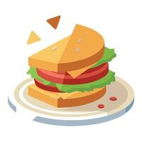 Pulled sandwich on a plate vector