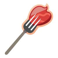 A piece of steak on a fork vector