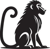 Baboon Monkey Animal Shadow Silhouette on White Background vector