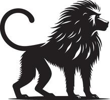 Silhouette of Baboon Monkey on a White Background vector