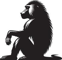 PriIsolated Baboon Monkey Animal Silhouette on White vector