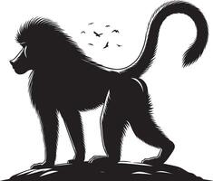 White Background with Isolated Baboon Monkey Silhouette vector