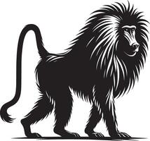 Baboon Monkey Silhouette Isolated on a Blank White Background vector