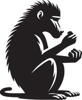 Silhouette of Baboon Monkey Isolated on a White Canvas vector