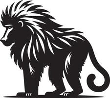 Baboon Monkey Silhouette Isolated on Pure White Background vector