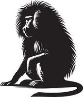 Isolated Baboon Monkey Silhouette Animal on White Background vector