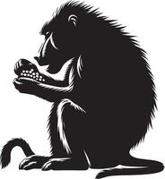 Silhouette Baboon Animal Isolated on White Background vector
