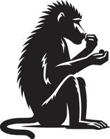 Baboon Monkey Silhouette Standing on White Background vector