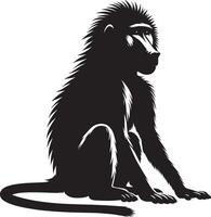 Baboon Monkey Animal Figure in Silhouette on White Background vector