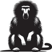 Baboon Monkey Silhouette Isolated Against a White Background vector