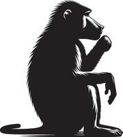 Baboon Monkey Outline Silhouette on White Background vector