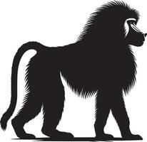 Animal Silhouette of Baboon Monkey Placed on White Background vector