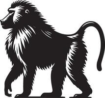 Baboon Silhouette Monkey Figure on White Background vector