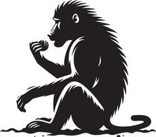 Baboon Monkey Silhouette Isolated on Crisp White Background vector