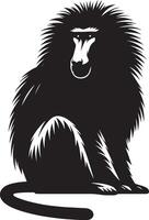 Isolated Baboon Silhouette Monkey Animal on White Background vector