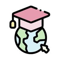 a globe with a graduation cap on it vector