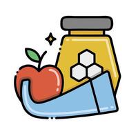 a jar of honey and an apple vector