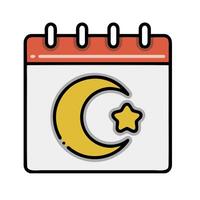 calendar with crescent and star icon vector