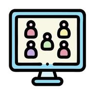 a computer screen with people on it vector