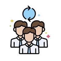 three people with a blue arrow pointing to the top vector